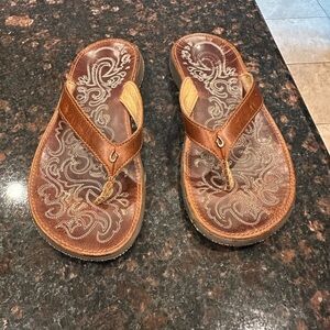 OluKai Paniolo Premium Leather Sandles Women's Size 7